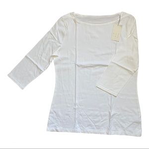 NWT A New Day 3/4 Sleeve Boat Neck Tee White